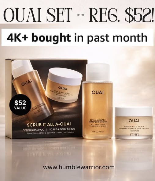 OUAI Hair Care Set – Clarifying Shampoo & Exfoliating Scalp Scrub