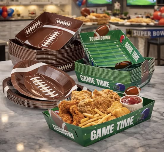set of football snack and dinner plates