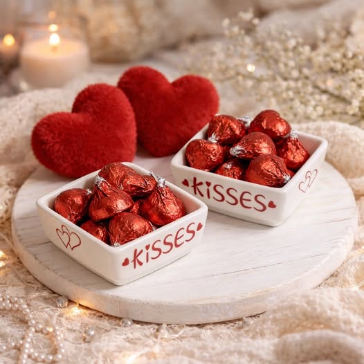 ceramic Valentine candy dishes