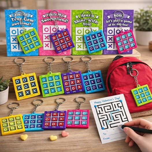Valentine’s Day Tic Tac Toe keychains