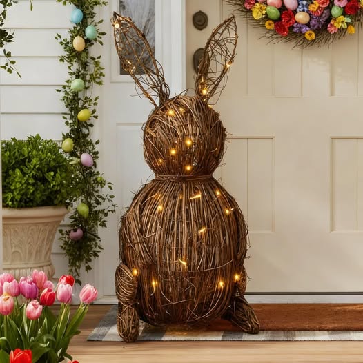 DoubleFill Large 20” Light up Rattan Bunny