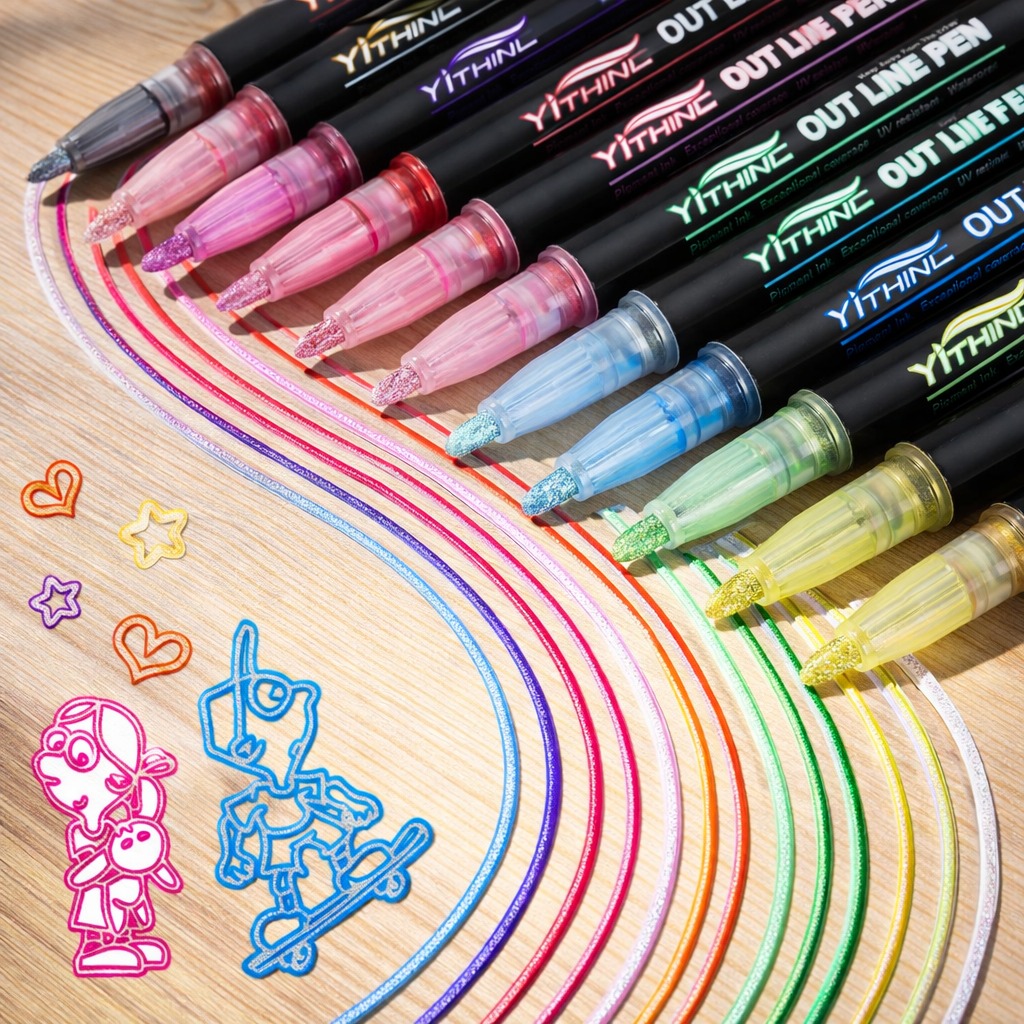 glitter outline markers