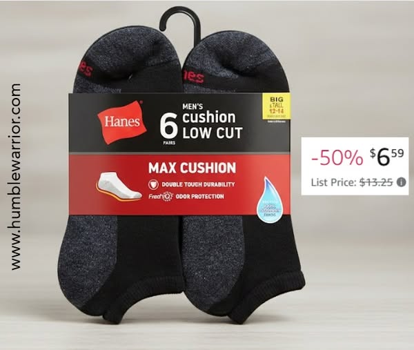 Hanes Men’s Max Cushion Low Cut Socks