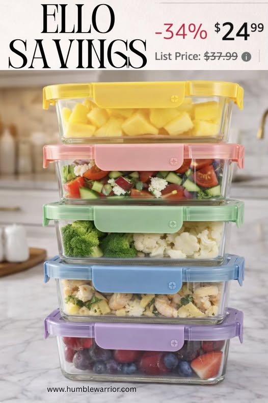 Ello Color Lock glass meal prep containers