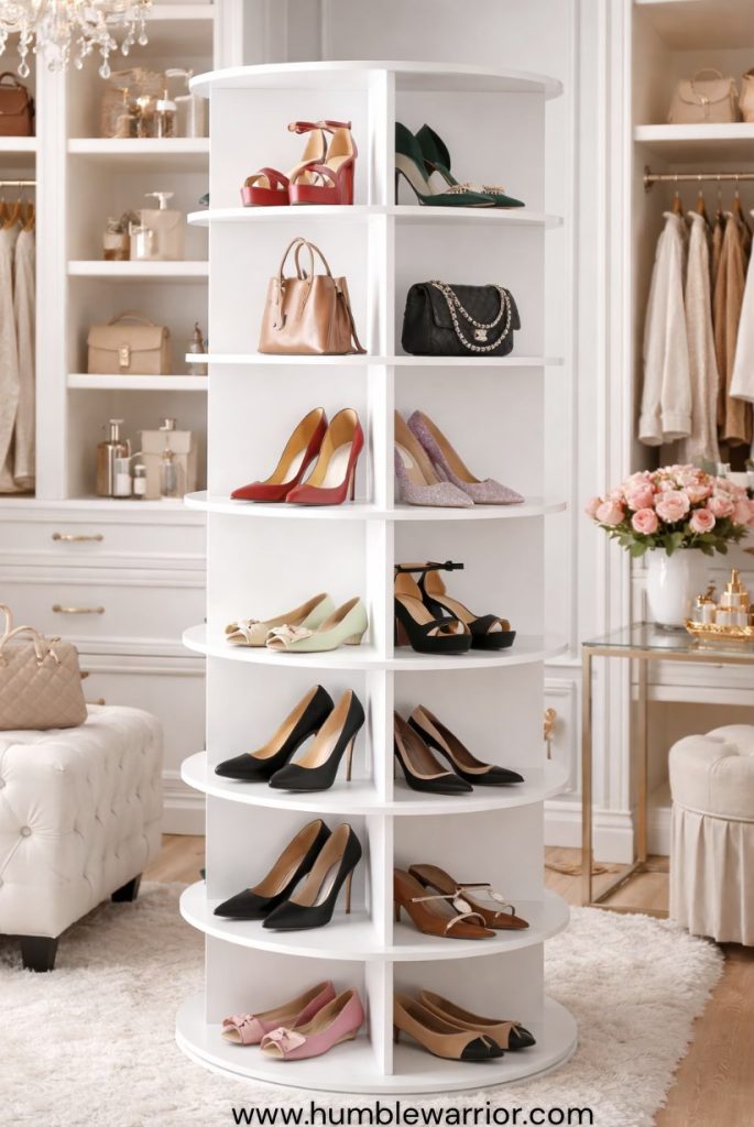 Rotating Shoe Rack Tower