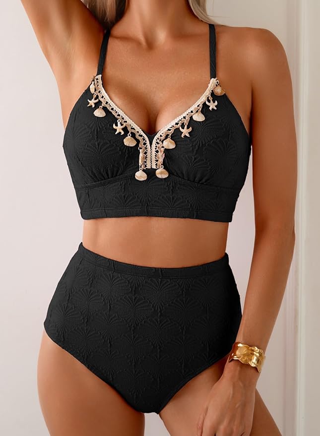 high waisted Herseas shell swimsuit