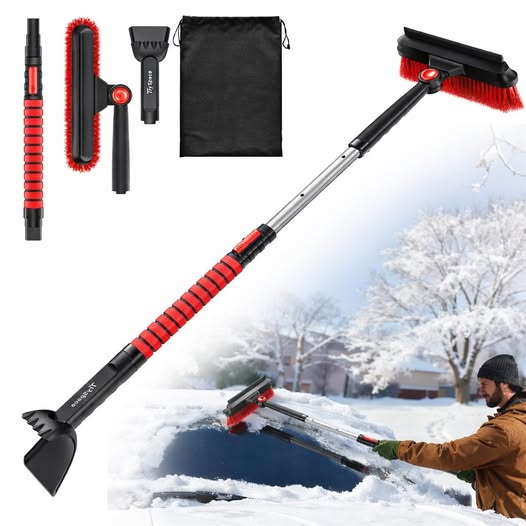 39 Inch Extendable Snow Brush and Ice Scraper with Squeegee