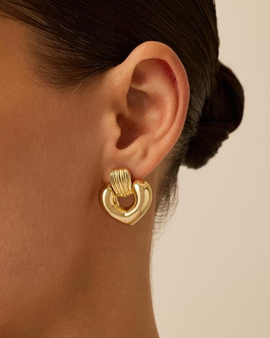 Pavoi Heart Door Knocker Earrings