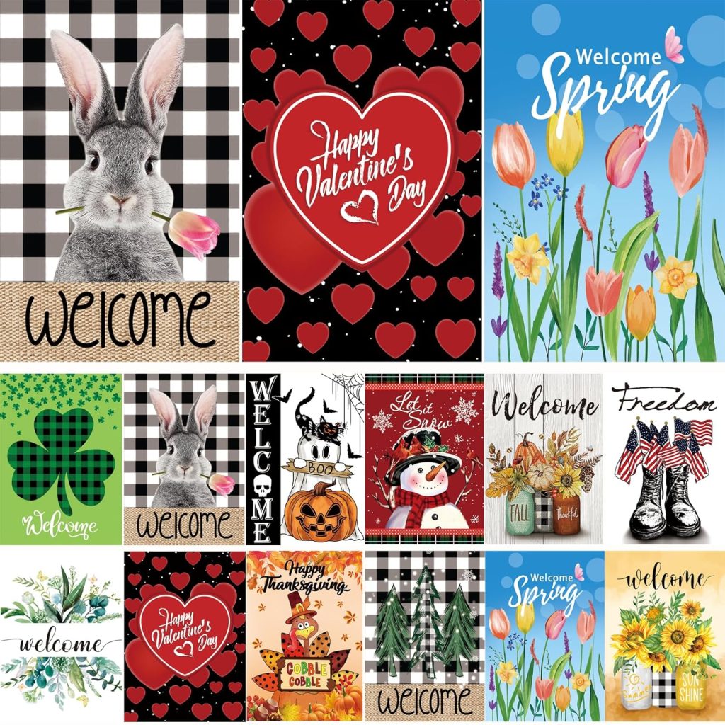12 Double Sided Year Round Garden Flags