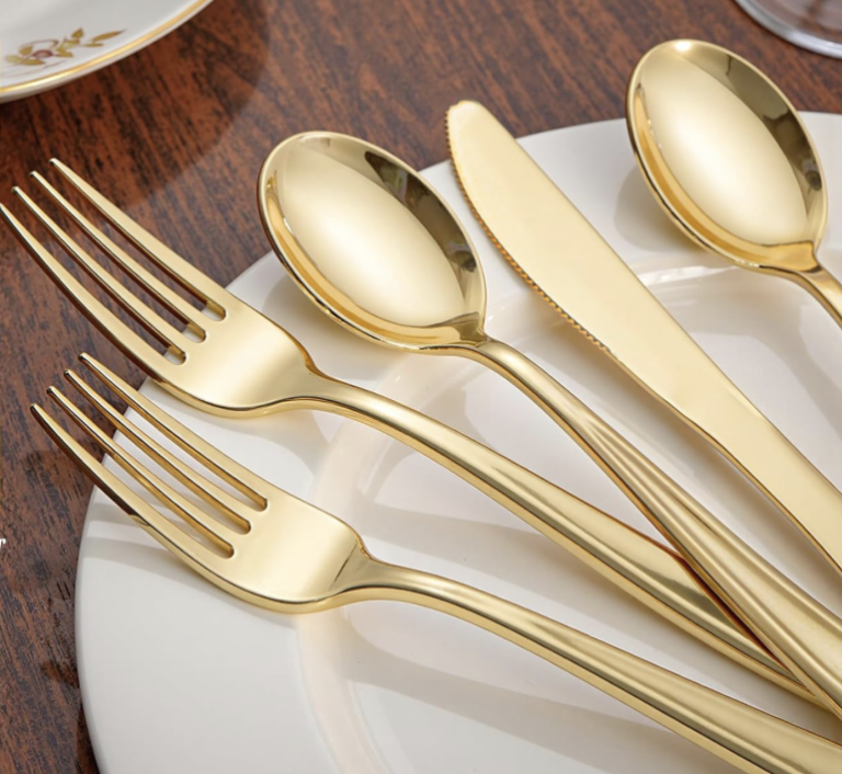 300-piece gold plastic silverware set!