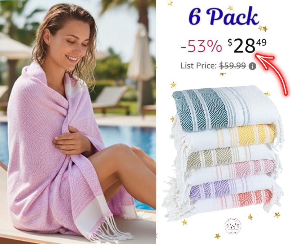 6 Pack Extra Large Turkish Beach Towels!