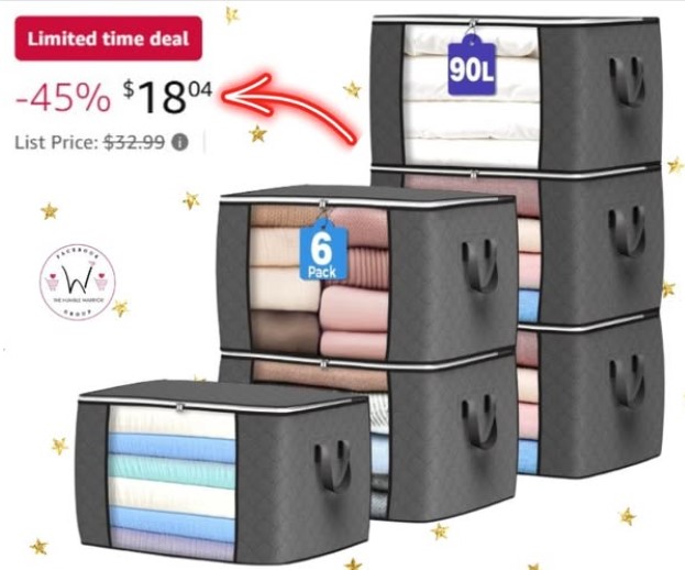 6-Pack 90L Large Capacity Clothes Storage Bag Organizers!
