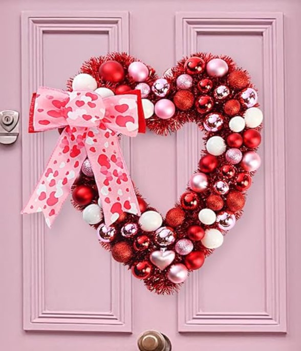 Valentines Day Heart Shaped Wreath Bowknot!