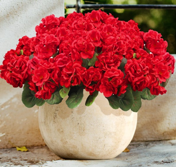 6 Bundles Artificial Faux Geranium Flowers!