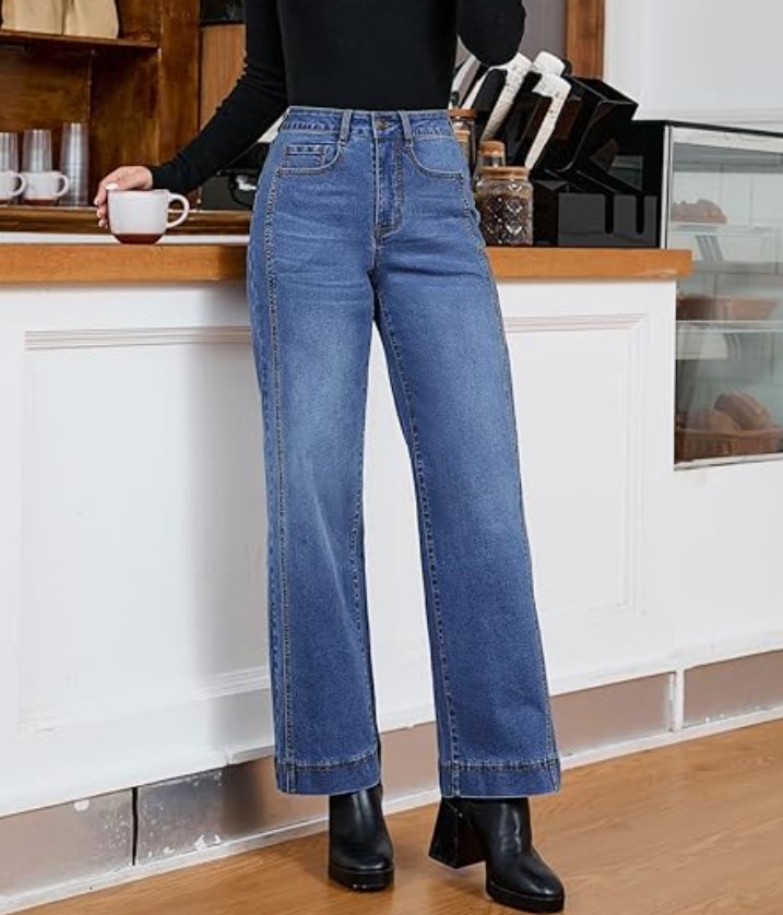 luvamia Stretchy Wide Leg Double Side Seams Jeans!