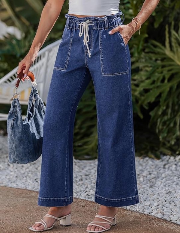 luvamia Stretchy Wide Leg Elastic Waist Jeans!