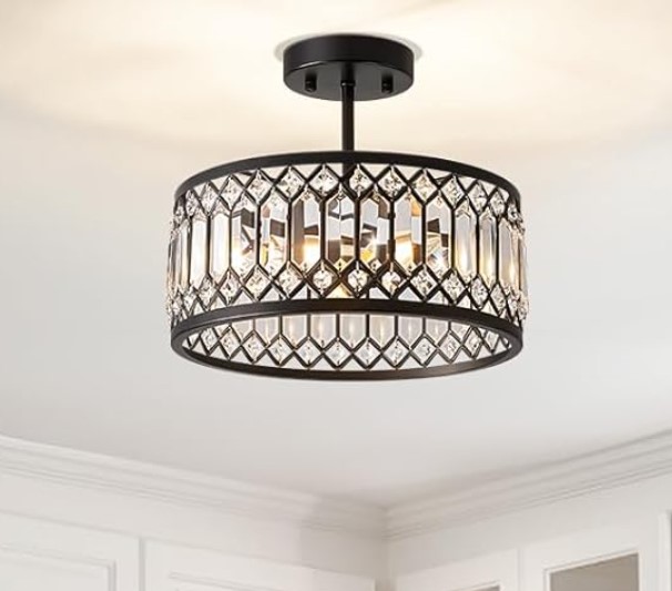 Crystal 3-Light Semi Flush Mount Ceiling Light!