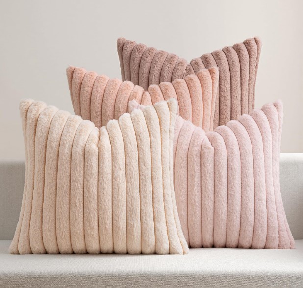 Set of 4 faux fur throw pillow covers!