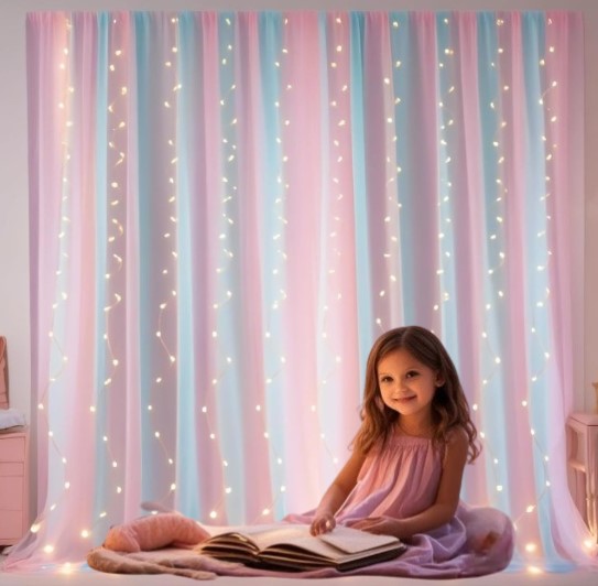 Rainbow Sheer Curtains with Lights!