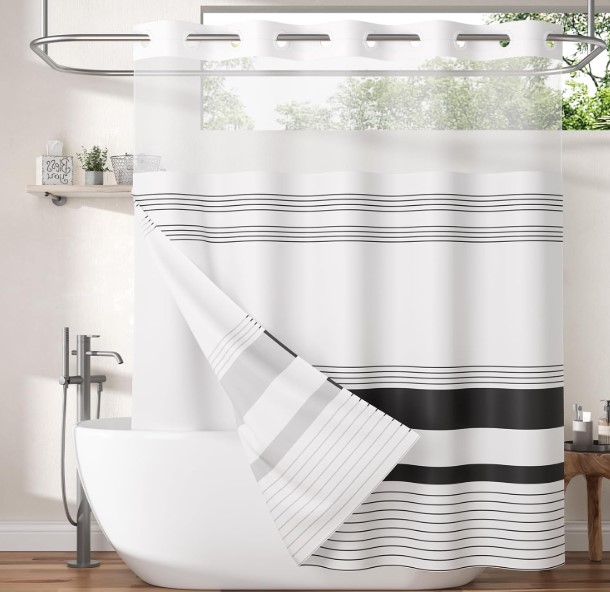 No Hook Shower Curtain and Liner!