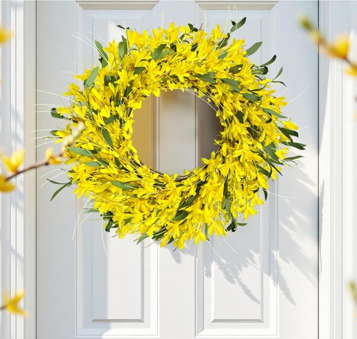 Hand Made Artificial Forsythia Flower Wreath!