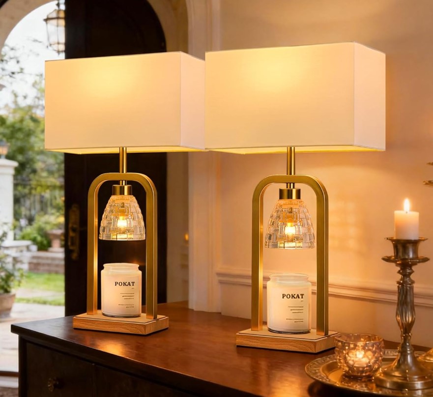 Set of 2 table lamps with candle wax warmers!