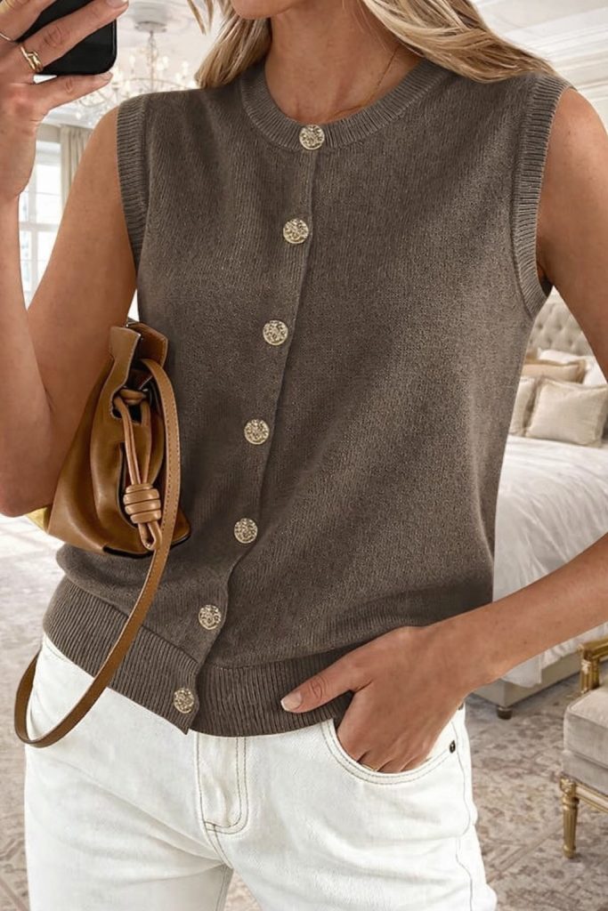BTFBM knit button down vest