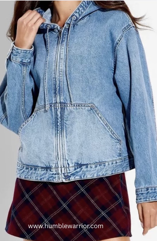 denim zip up hoodie