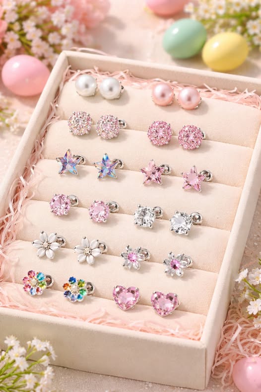 Hypoallergenic screw back studs for the Easter Basket