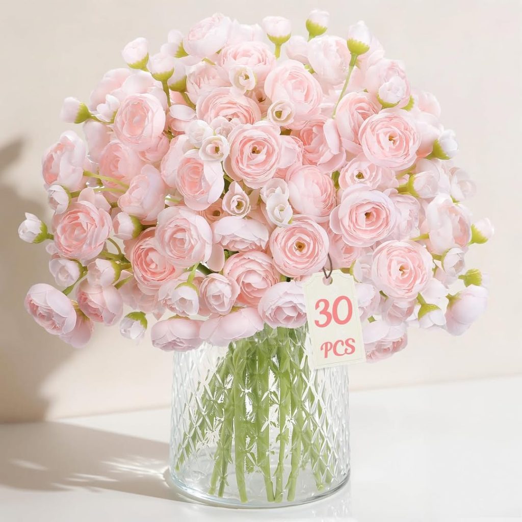 30 piece set of silk Ranunculus flowers