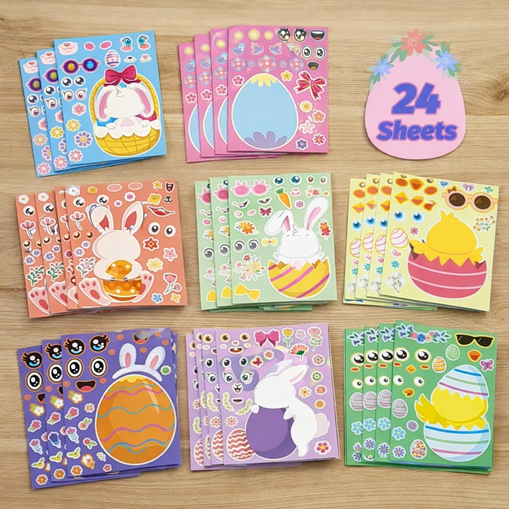 Easter face sticker sheets