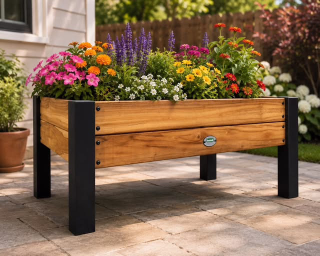 Teak Wood Raised Garden Bed Planter Box