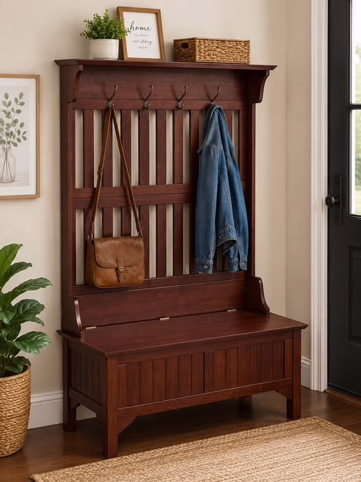 Homestyles General Line Cherry Hall Tree with Bench