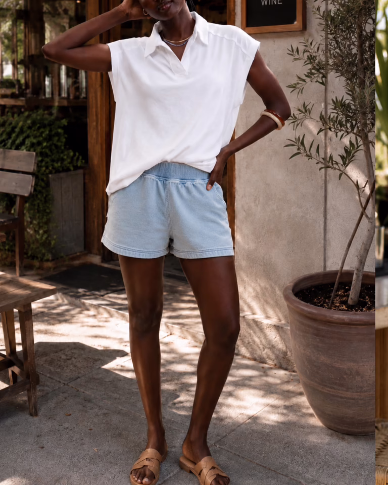 Denim Shorts + Polo