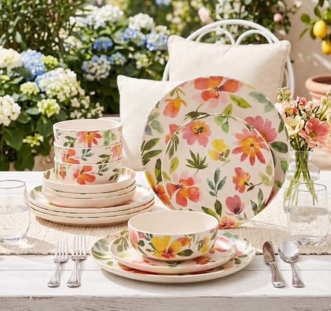 Floral Melamine Dinnerware Set