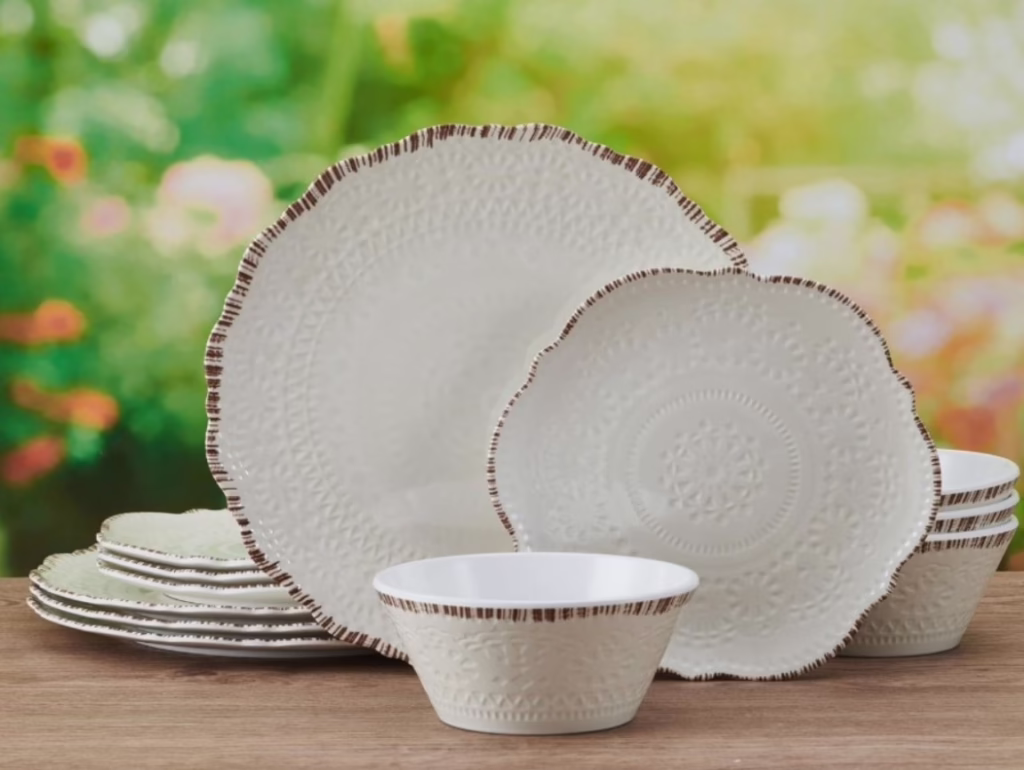 12 Piece Outdoor Melamine Dinnerware Set