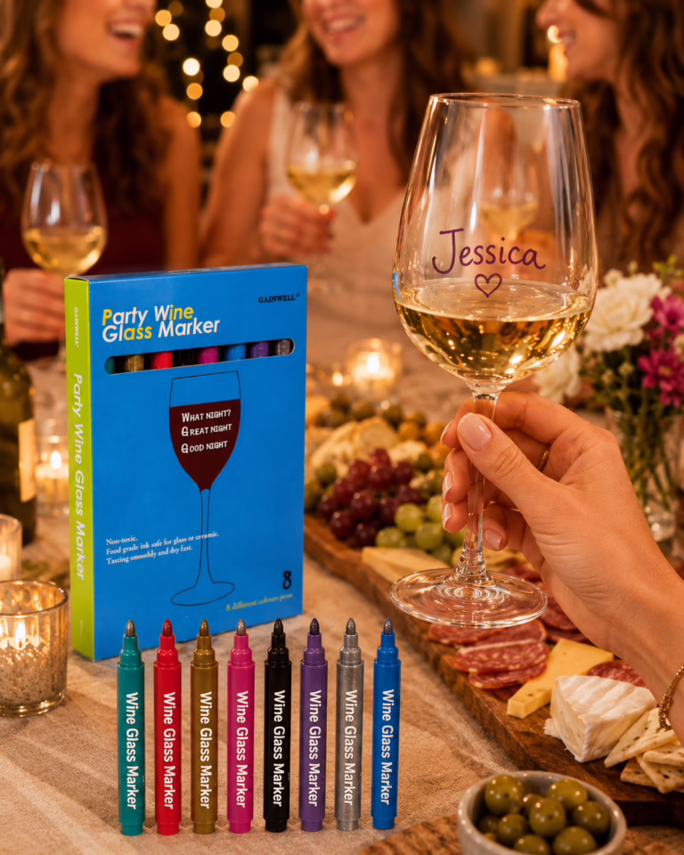 metallic wine glass markers