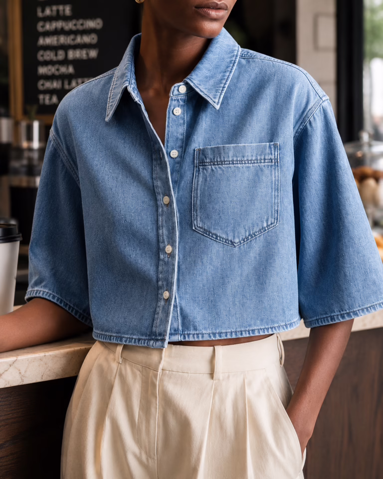 Tankaneo Cropped Denim Top