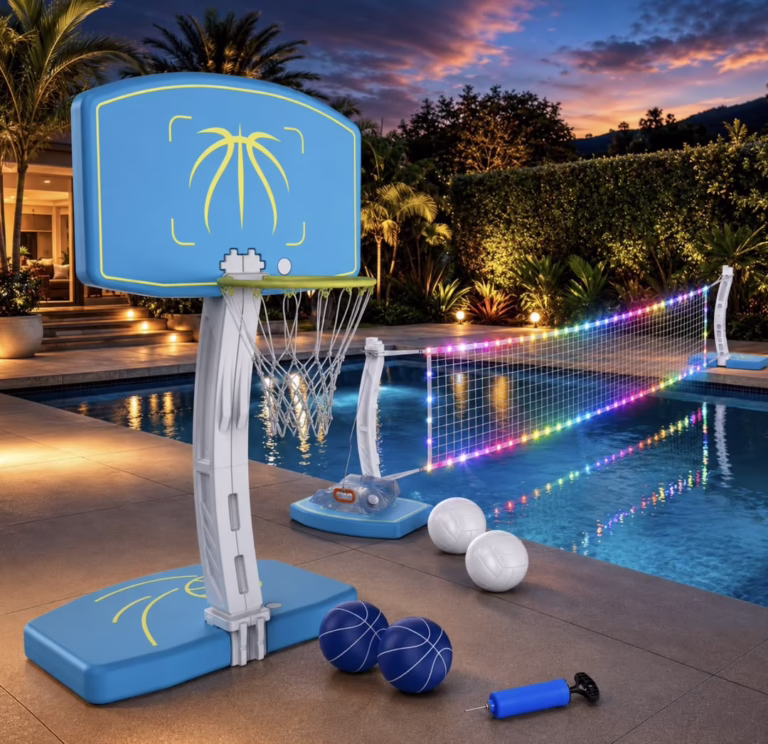Poolside Basketball Goal and Volleyball Set