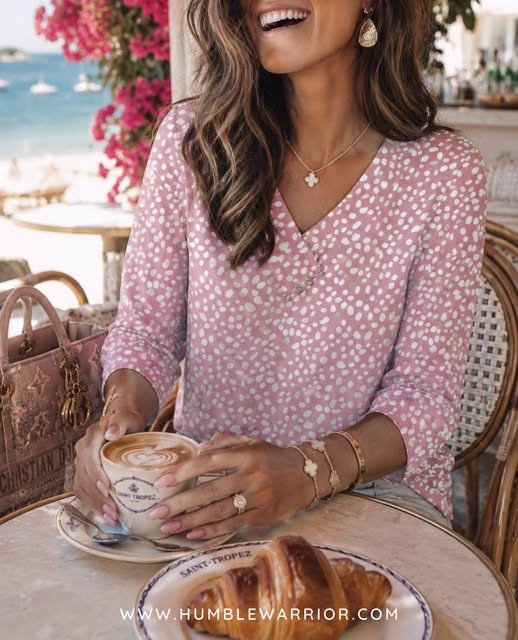 Three Quarter Sleeve V-neck Top