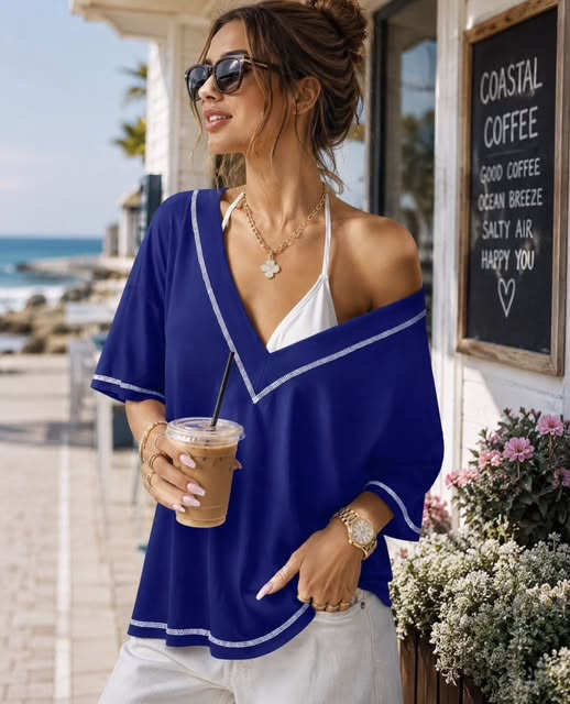 Oversized V-Neck T Shirt
