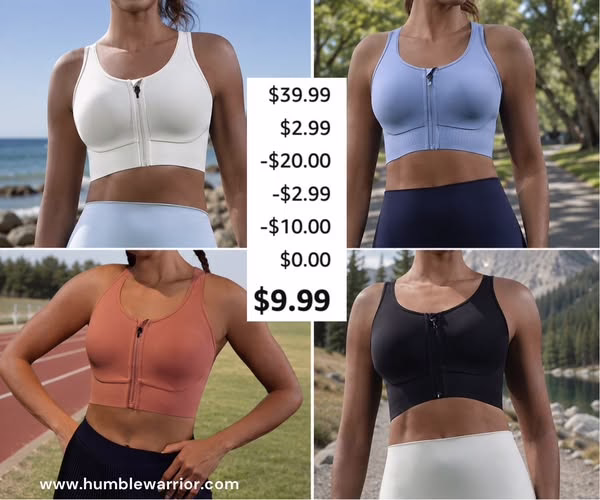 Cordaw Front Zipper Racerback Sports Bra