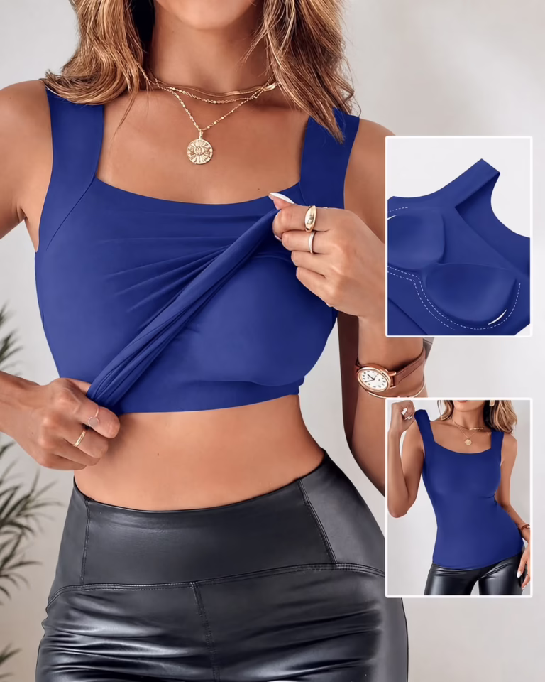 CHICME Womens U Neck Shapewear Built-in Bra Tank 