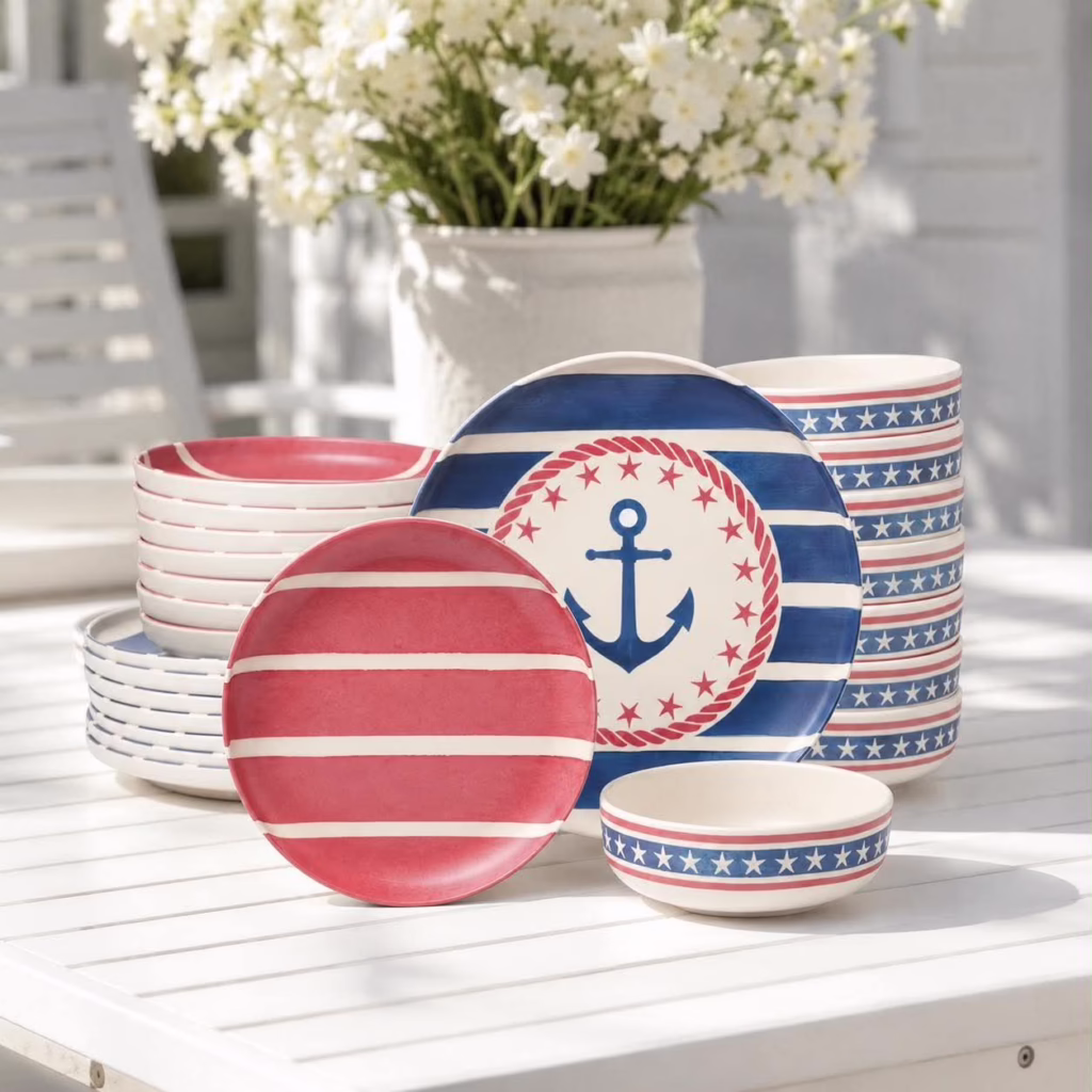 24 Piece Melamine Dinnerware Set
