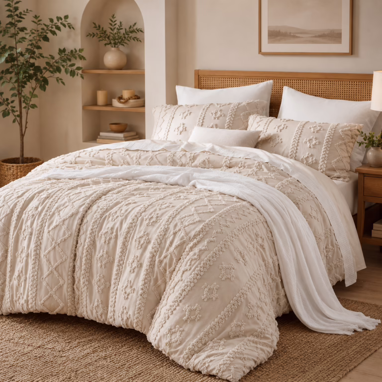 Bedsure Tufted Boho Comforter 3 Piece Set