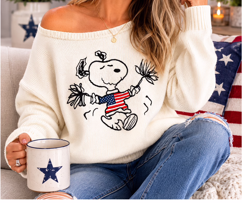 AE Americana Snoopy Graphic Sweater