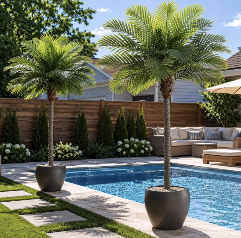Faux palm trees!