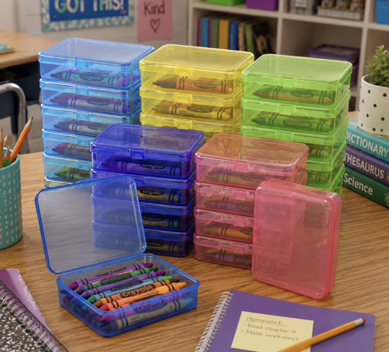 Plastic crayon boxes!