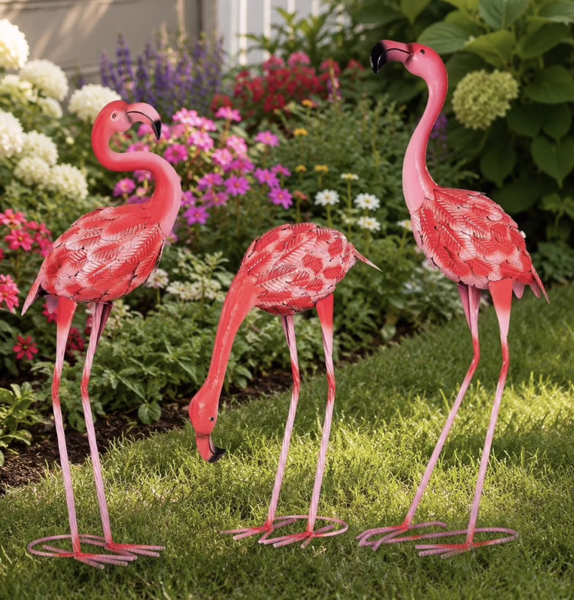 Flamingo statues!