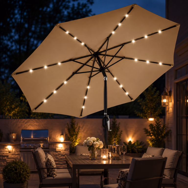 LED lighted patio umbrella